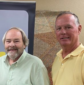 Pat Pence and Jeff Wilbert meeting at CFSEK to discuss the new Knights of Columbus Endowment Fund.